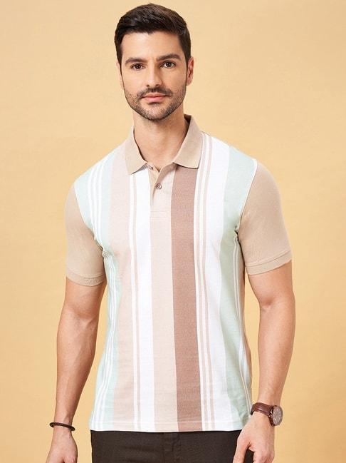 byford-by-pantaloons-beige-cotton-slim-fit-striped-polo-t-shirt