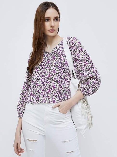 ginger-by-lifestyle-purple-printed-top