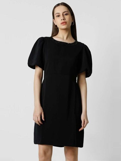 van-heusen-black-embellished-shift-dress
