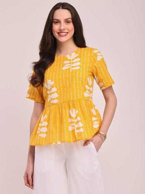 pink-fort-yellow-cotton-floral-print-top