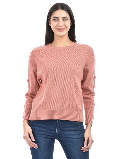 numero-uno-dusty-pink-self-design-sweater