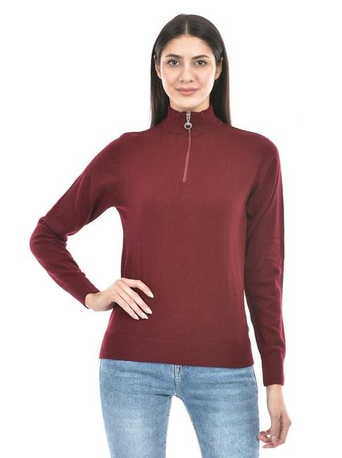 numero-uno-maroon-regular-fit-sweater