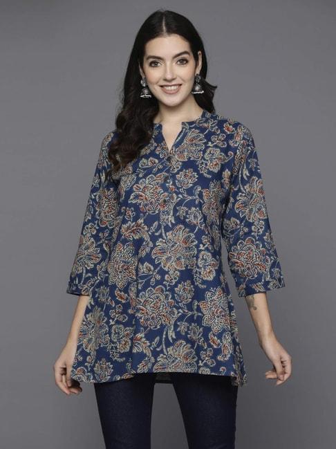 indo-era-blue-cotton-printed-tunic