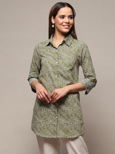 biba-olive-printed-cotton-shirt