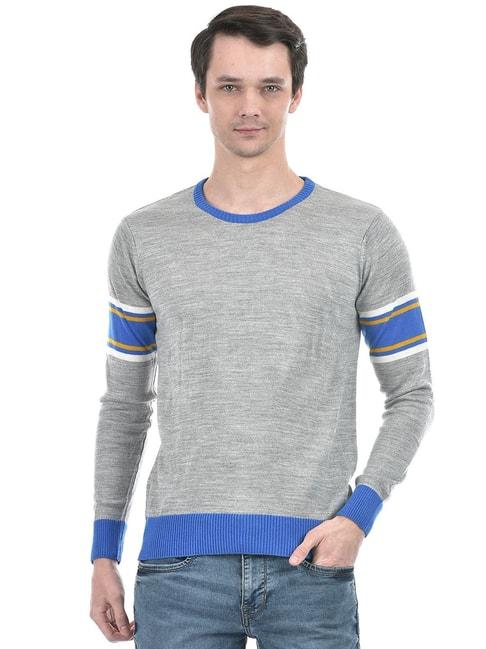 numero-uno-grey-regular-fit-striped-sweater