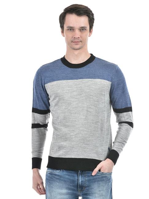 numero-uno-black-regular-fit-colour-block-sweater