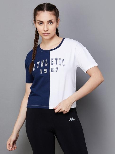 kappa-blue-&-white-cotton-printed-sports-t-shirt
