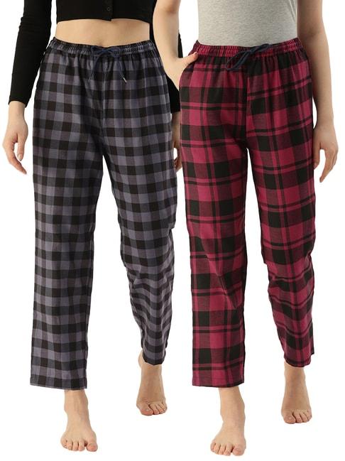 kryptic-maroon-&-navy-cotton-checks-lounge-pants-(pack-of-2)