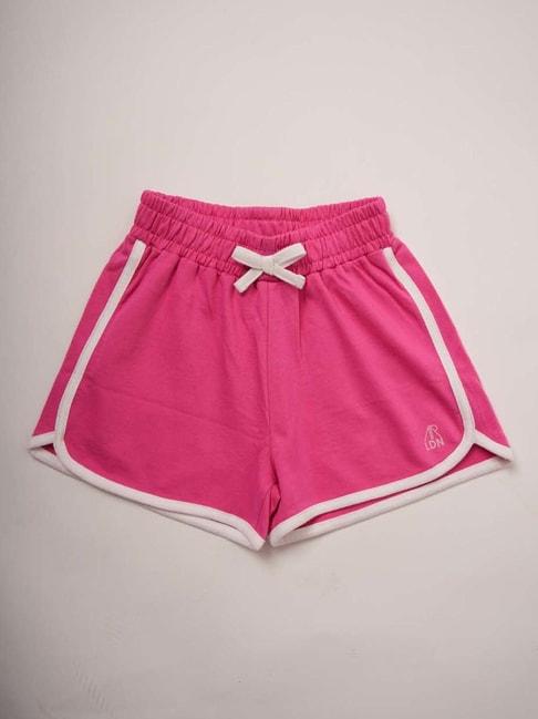 angel-&-rocket-kids-pink-&-white-cotton-regular-fit-shorts