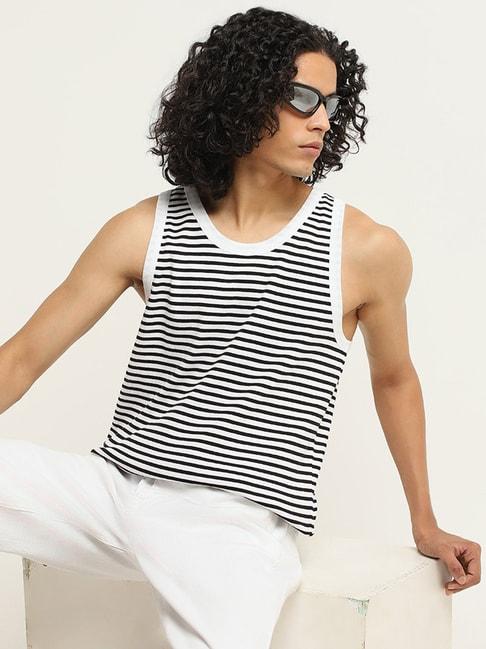 nuon-by-westside-black-striped-slim-fit-vest
