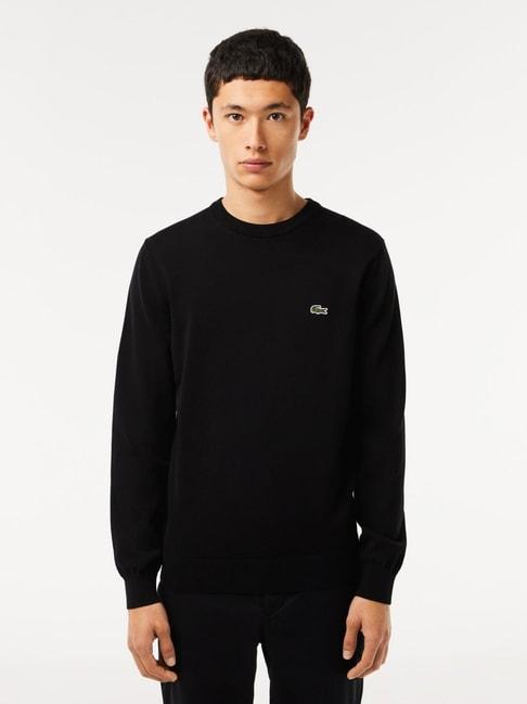 lacoste-black-cotton-regular-fit-sweater