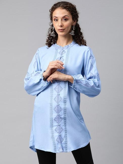 readiprint-fashions-blue-embroidered-a-line-kurti