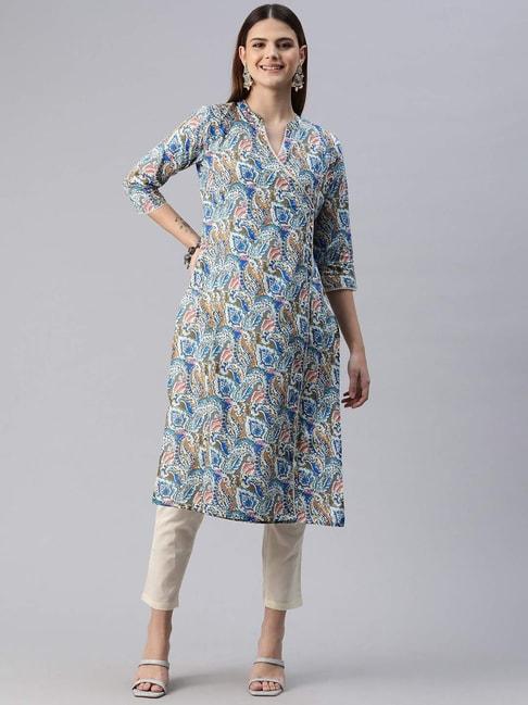 readiprint-fashions-royal-blue-&-white-cotton-printed-kurta-pant-set