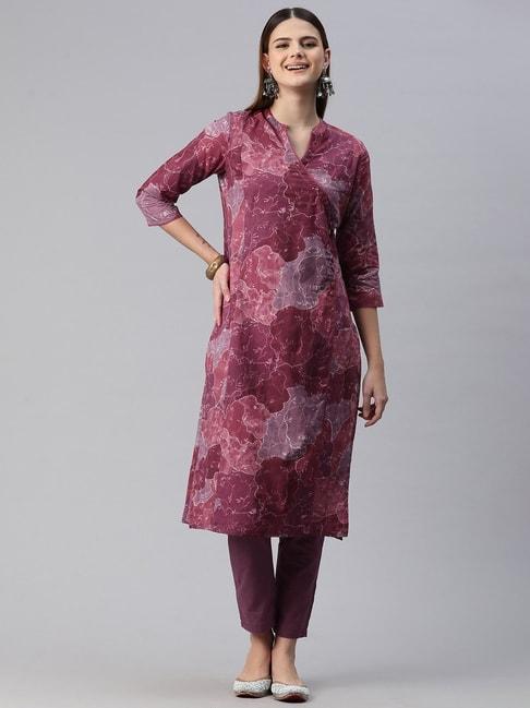 readiprint-fashions-purple-cotton-floral-print-kurta-pant-set