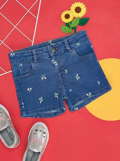 pantaloons-junior-kids-blue-embroidered-shorts