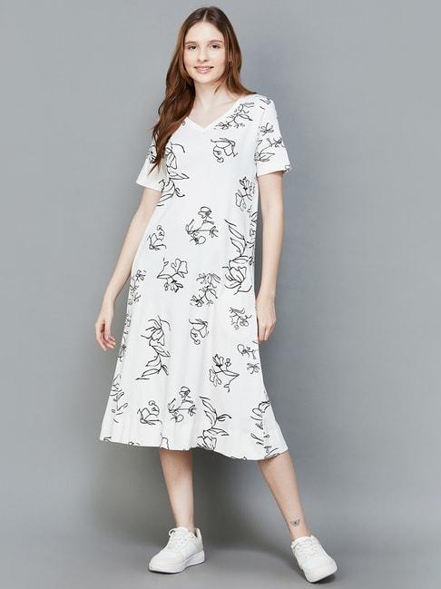 colour-me-by-melange-off-white-cotton-floral-print-a-line-dress