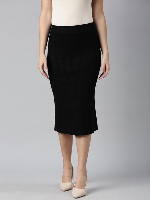 showoff-black-self-design-skirt