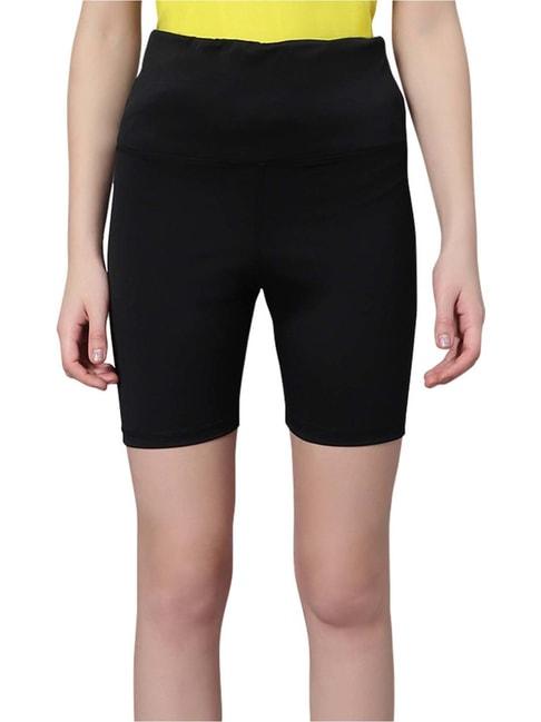 omtex-black-high-rise-sports-shorts