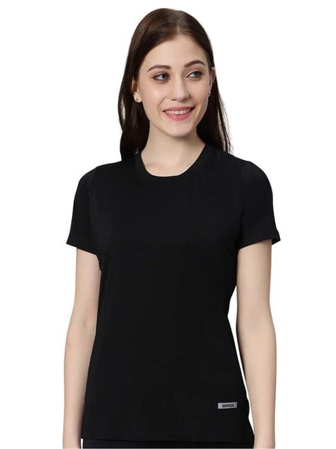 omtex-black-regular-fit-sports-t-shirt