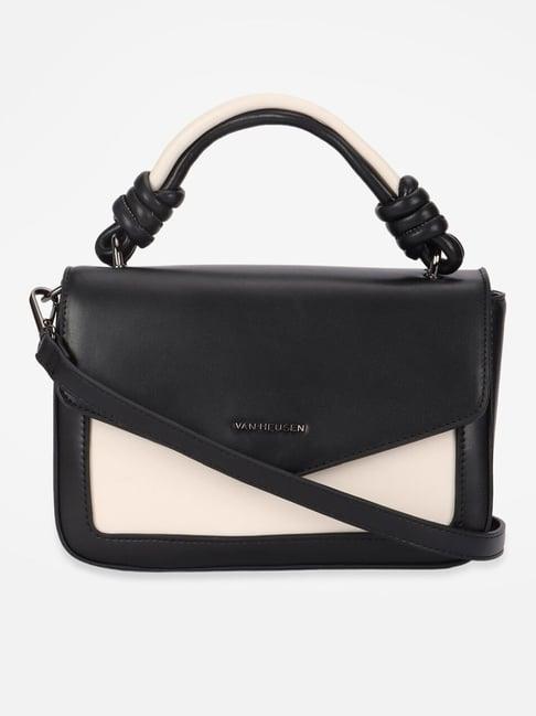 van-heusen-black-pu-solid-satchel-handbag