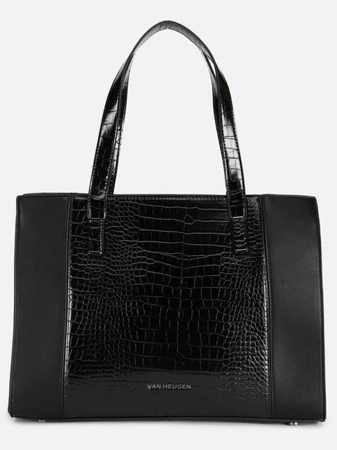 van-heusen-black-pu-textured-shoulder-handbag