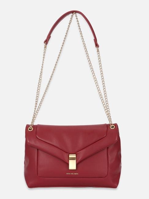 van-heusen-maroon-pu-solid-sling-handbag