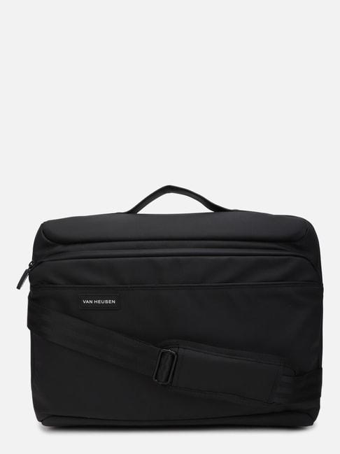 van-heusen-black-pu-solid-laptop-messenger-bag