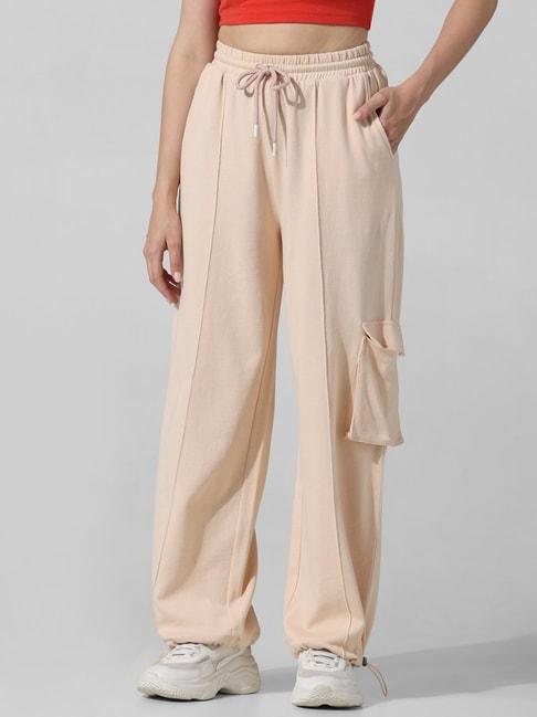 only-cream-cotton-regular-fit-high-rise-cargo-pants