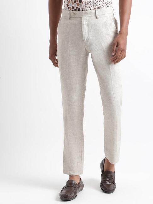 iconic-beige-linen-regular-fit-texture-trousers