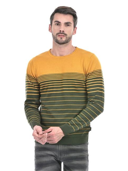 integriti-mustard-&-olive-regular-fit-striped-cotton-sweater