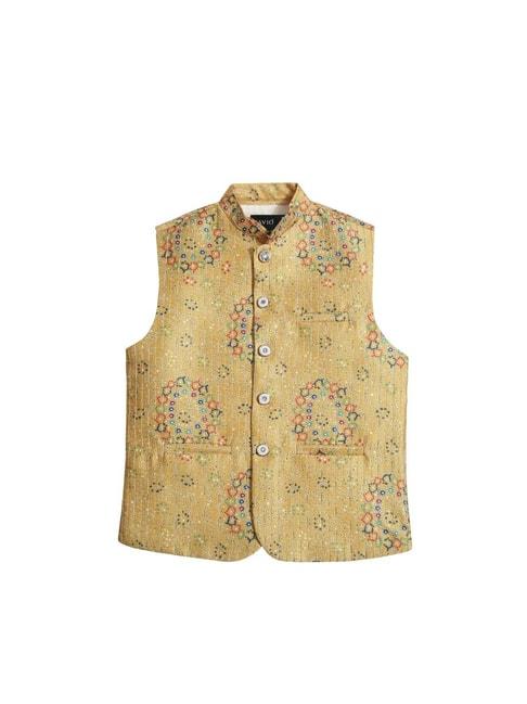 cavio-kids-yellow-cotton-embroidered-nehru-jacket