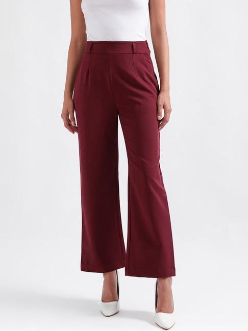 iconic-maroon-mid-rise-bootcut-trousers