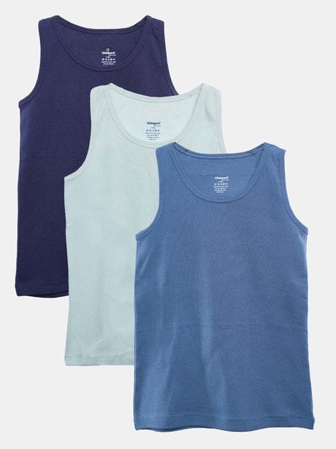 kiddopanti-kids-blue-cotton-regular-fit-vest-(pack-of-3)