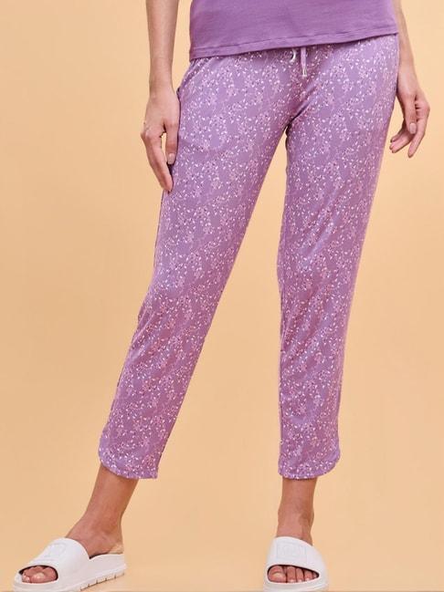 enamor-chinese-purple-floral-print-lounge-track-pants