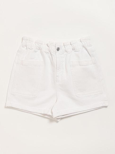 y&f-kids-by-westside-white-elasticated-denim-shorts