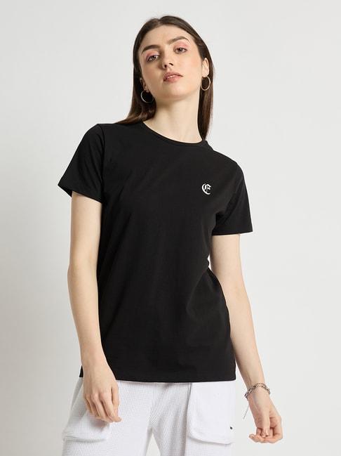 edrio-black-cotton-printed-t-shirt
