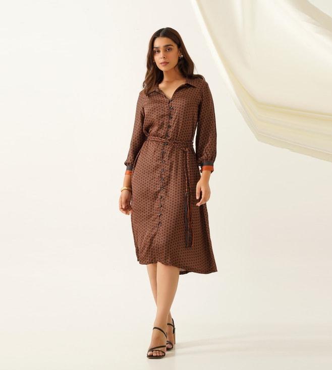 inching-india-rust-rangmanch-starry-printed-dress