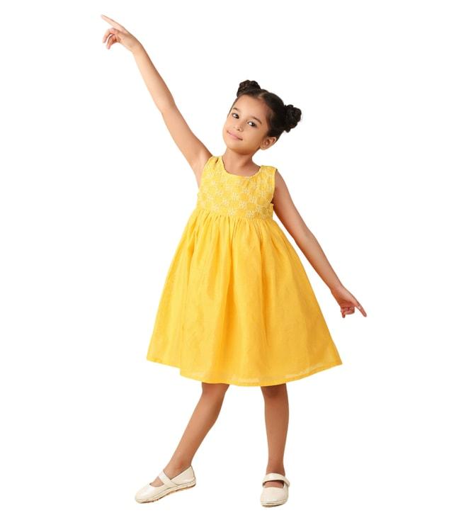 fabindia-yellow-cotton-silk-blend-chikankari-dress