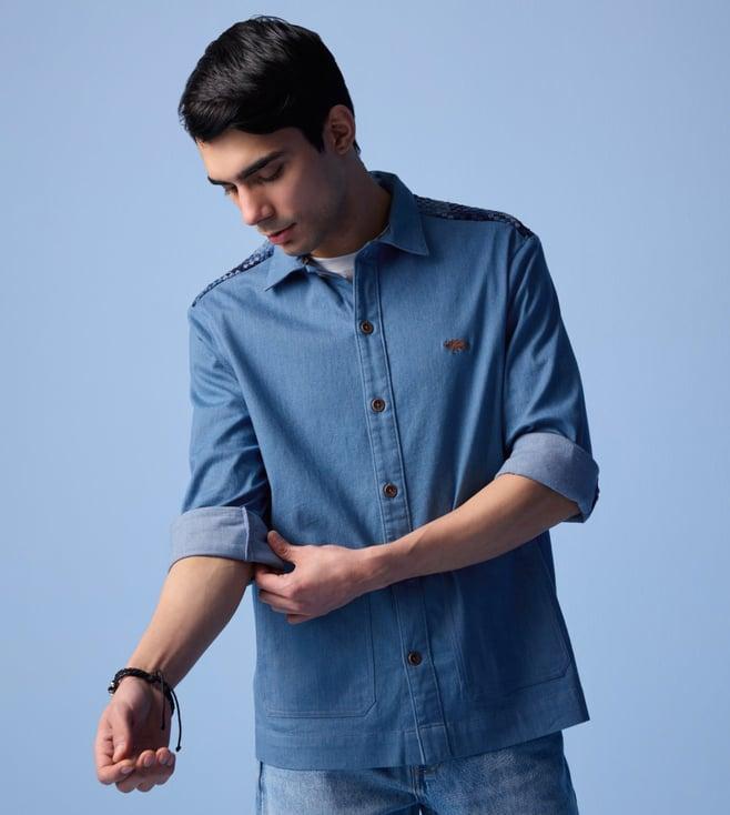 andamen-indigo-men's-full-sleeve-hand-woven-patch-work-overshirt---regular-fit