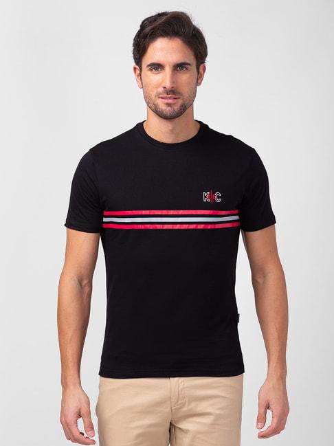kenneth-cole-black-slim-fit-striped-crew-t-shirt
