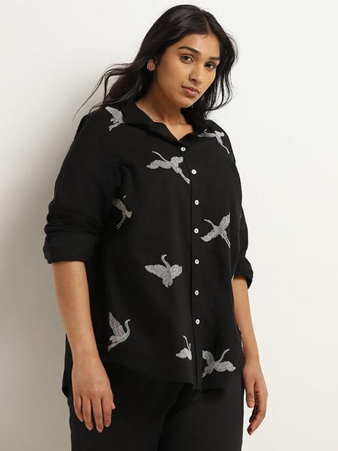 diza-by-westside-black-embroidered-tunic