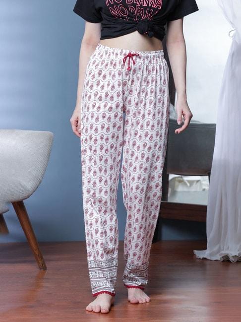 slumber-jill-maroon-&-white-printed-lounge-pants