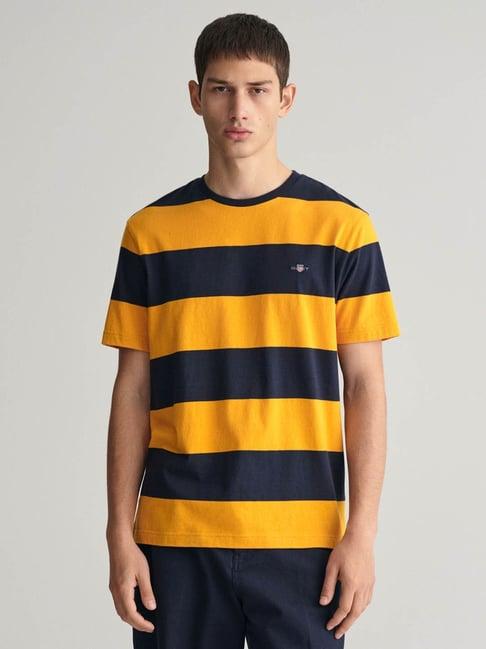 gant-yellow-cotton-regular-fit-striped-t-shirt