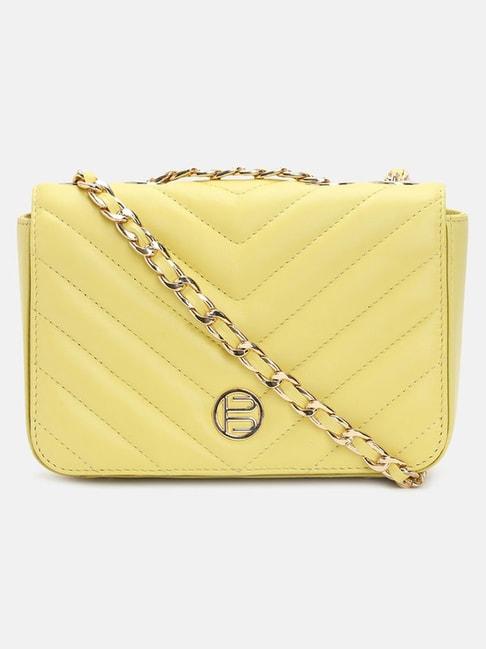 bagatt-yellow-leather-quilted-sling-handbag
