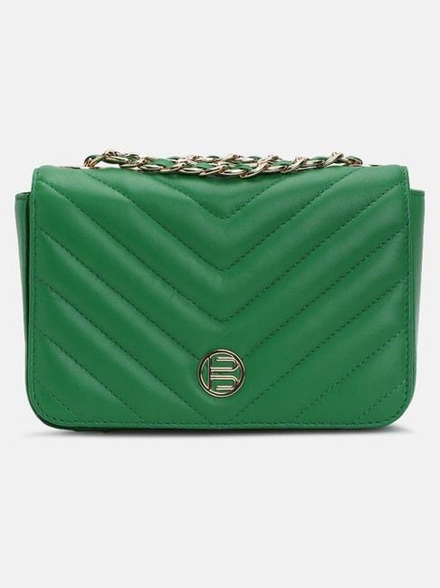 bagatt-dark-green-leather-quilted-sling-handbag