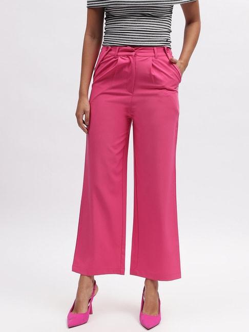 elle-fuchsia-straight-fit-high-rise-trousers
