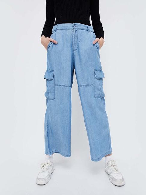 ginger-by-lifestyle-blue-cotton-flared-pants
