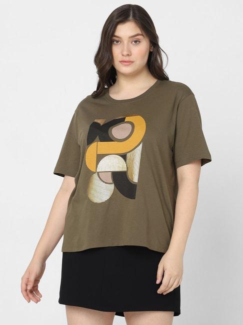 vero-moda-curve-olive-printed-t-shirt