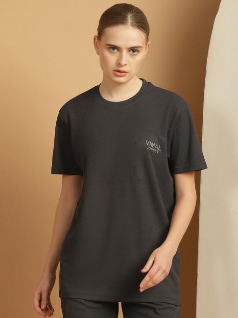 vimal-jonney-charcoal-grey-logo-print-sports-t-shirt