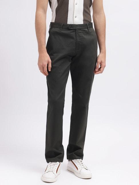iconic-olive-cotton-regular-fit-trousers